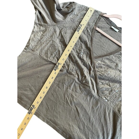 J Jill Top Shirt Women’s Plus Size 3X Cotton Embroidered Sequins Sage Green Wrap - Picture 8 of 9